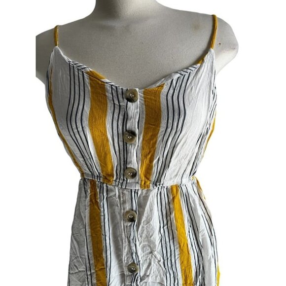 Blush Striped Crinkle Sleeveless Midi Dress Sz XL Womens Button Down - Picture 4 of 9